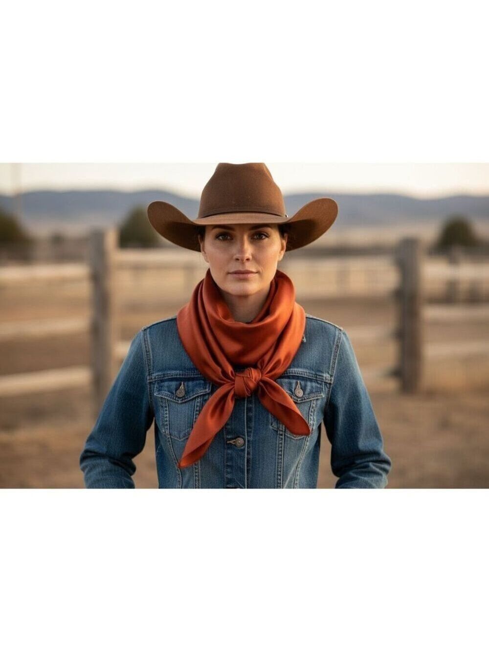 Rust Wild Rag Scarf 35x35 Satin Western Cowgirl Cowboy Bandana - Picture 4 of 10